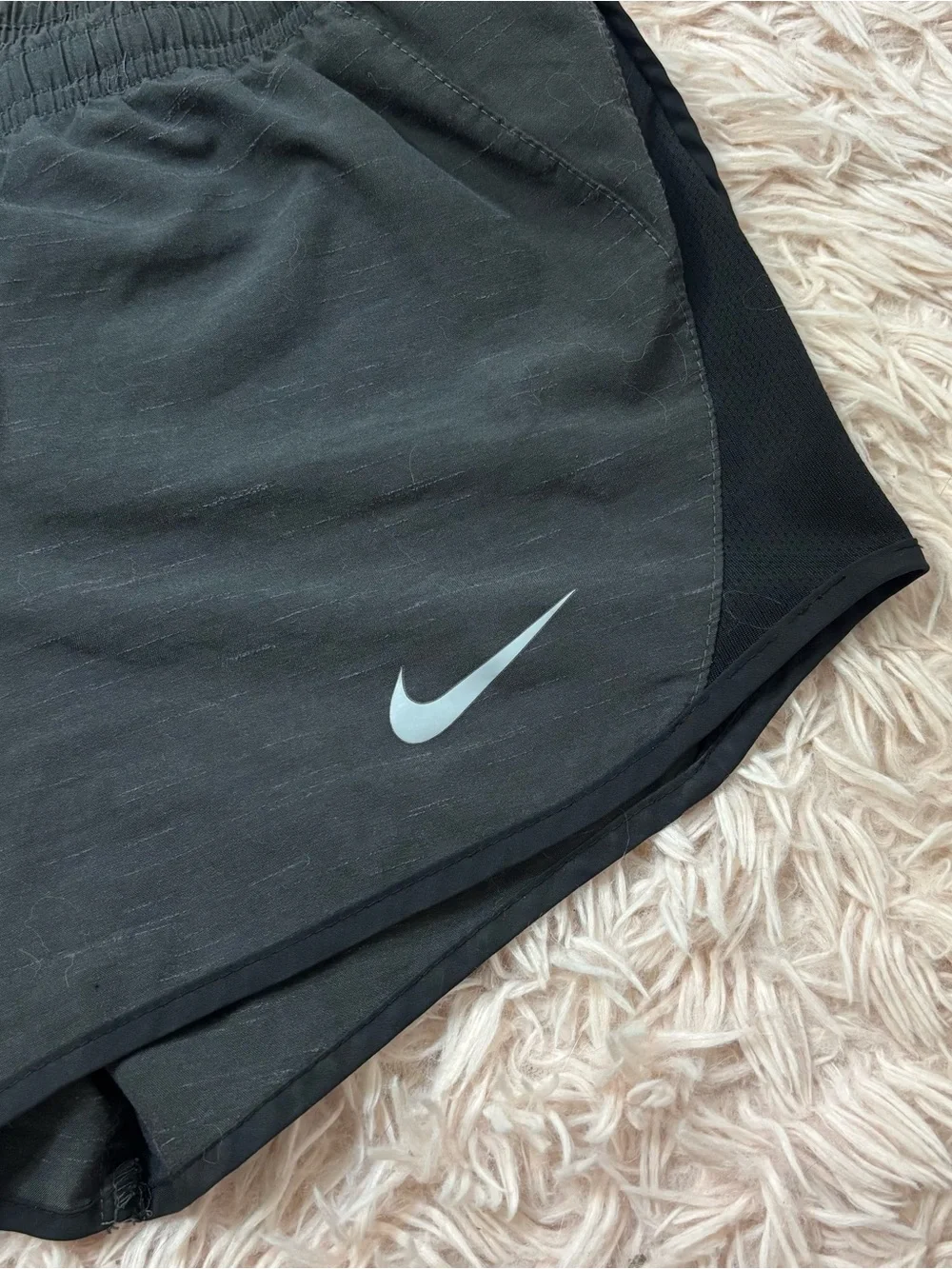 Nike Women's Black Athletic Shorts with White Swoosh
